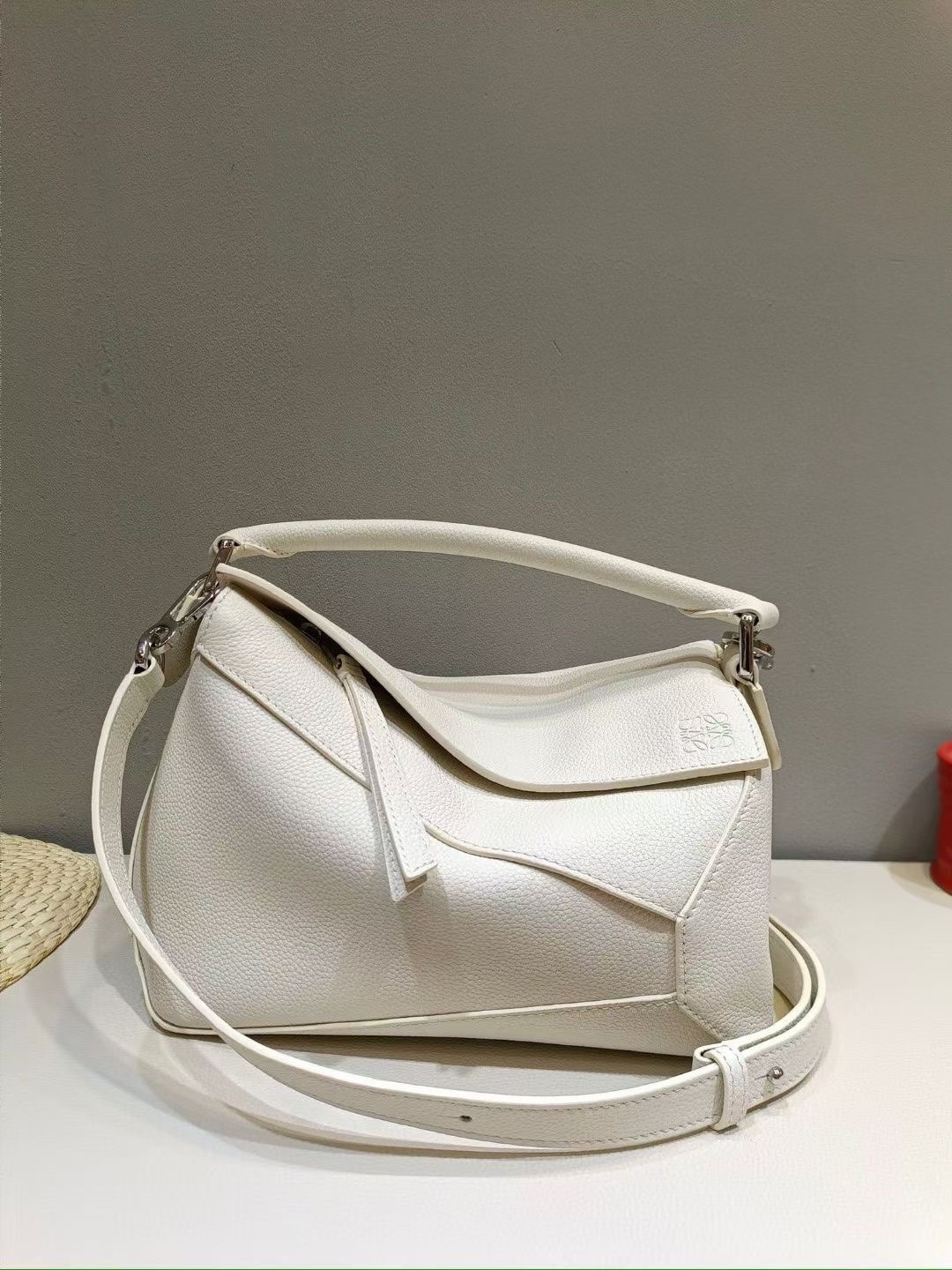 Loewe Small Puzzle Bag in Soft Grained Calfskin Sea Salt